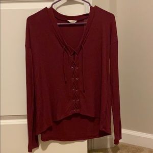 Wine colored long sleeve top
